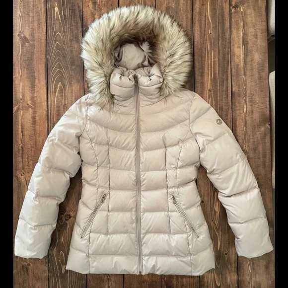 Calvin Klein Jackets Coats Calvin Klein Faux Fur Trim Hooded Puffer Coat Size Small Poshmark